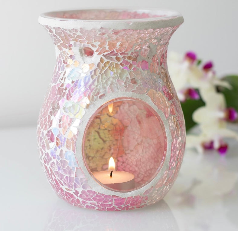 LARGE PINK IRIDESCENT CRACKLE OIL BURNER - TheWaxMouse